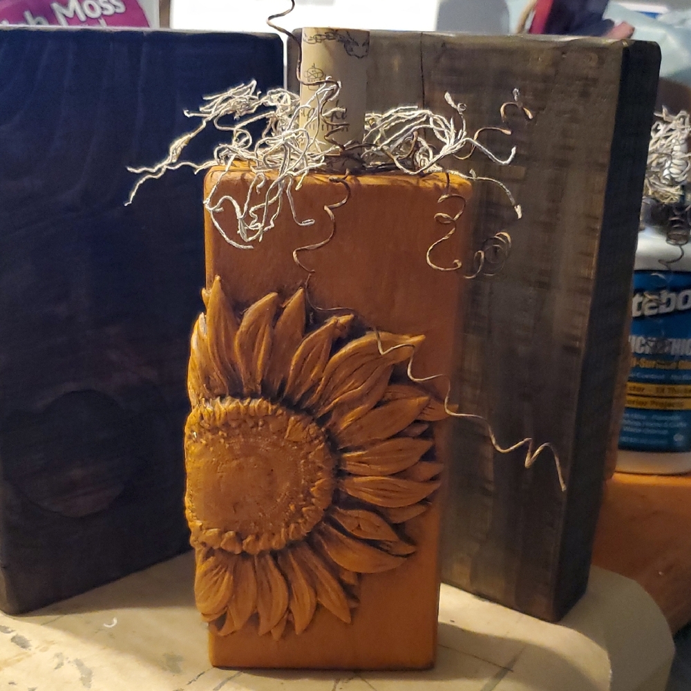 Sunflower Wood Pumpkin Handcrafted